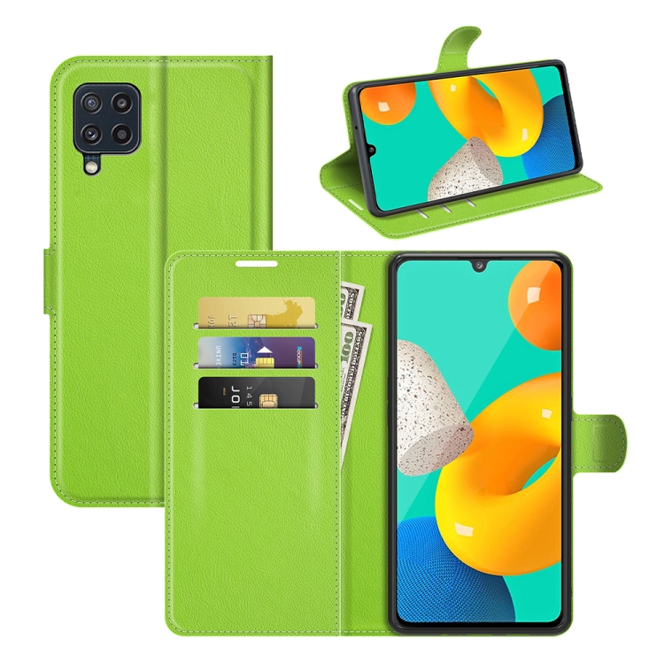 

For Samsung Galaxy M32 Litchi Texture Horizontal Flip Protective Case with Holder & Card Slots & Wallet(Green)