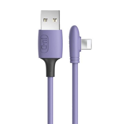 

ENKAY Hat-Prince ENK-CB211 2.4A USB to 8 Pin 90 Degree Elbow Silicone Data Sync Fast Charging Cable, Cable Length: 1.8m(Purple)