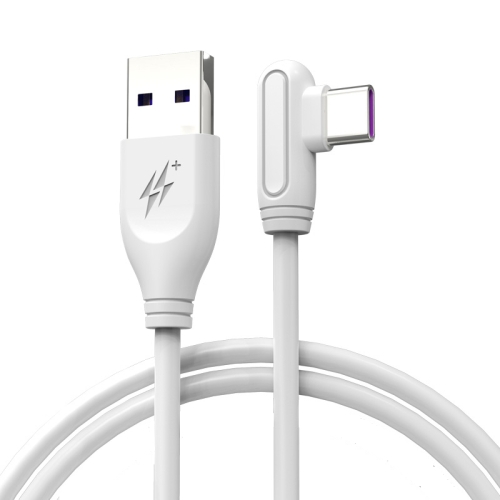 

ENKAY Hat-Prince ENK-CB109 5A USB to USB-C / Type-C 90 Degree Elbow Silicone Data Sync Fast Charging Cable, Cable Length:0.5m(White)