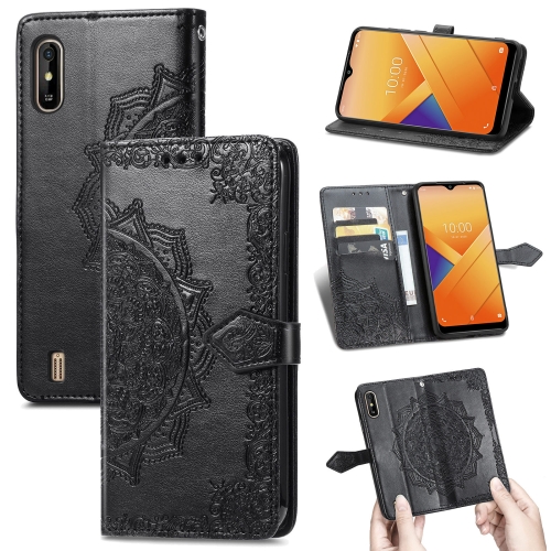 

For Wiko Y81 Mandala Flower Embossed Horizontal Flip Leather Case with Holder & Three Card Slots & Wallet & Lanyard(Black)