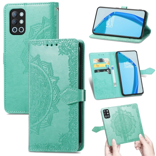 

For OnePlus 9R Mandala Flower Embossed Horizontal Flip Leather Case with Holder & Three Card Slots & Wallet & Lanyard(Green)