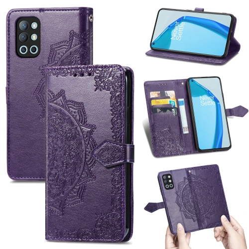 

For OnePlus 9R Mandala Flower Embossed Horizontal Flip Leather Case with Holder & Three Card Slots & Wallet & Lanyard(Purple)