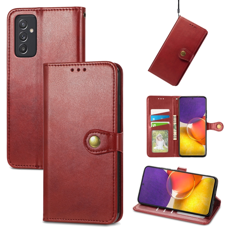 

For Samsung Galaxy A82 5G Solid Color Leather Buckle Phone Case with Lanyard & Photo Frame & Card Slot & Wallet & Stand Function(Red)