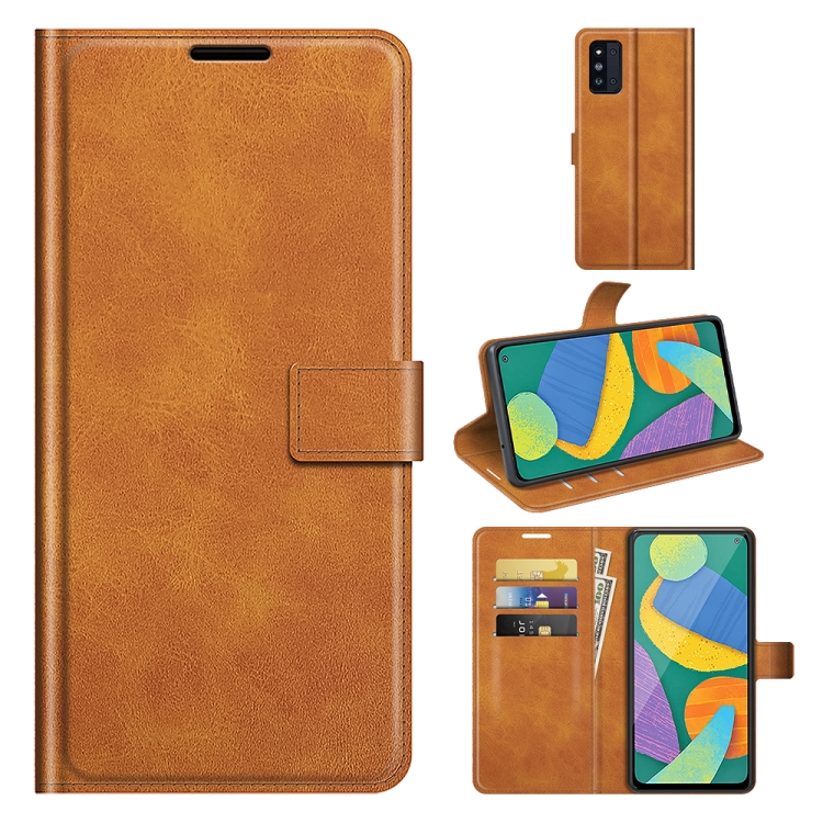 

Retro Calf Pattern Buckle Horizontal Flip Leather Case with Holder & Card Slots & Wallet For Samsung Galaxy F52 5G(Yellow)