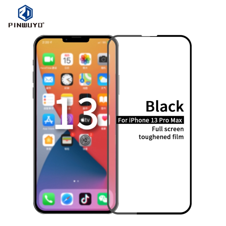 

PINWUYO 9H 2.5D Full Screen Tempered Glass Film For iPhone 13 Pro Max(Black)