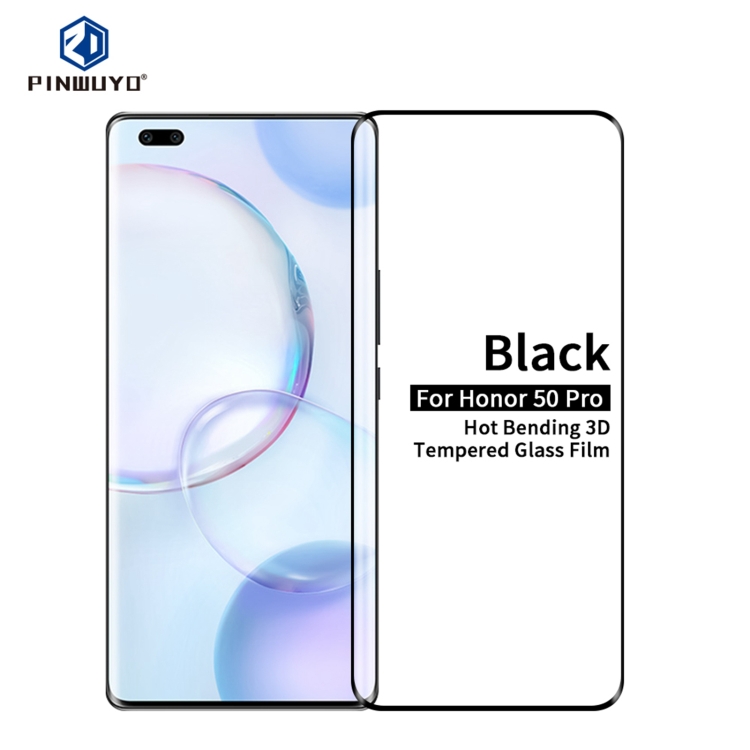 

For Honor 50 Pro PINWUYO 9H 3D Hot Bending Tempered Glass Film(Black)