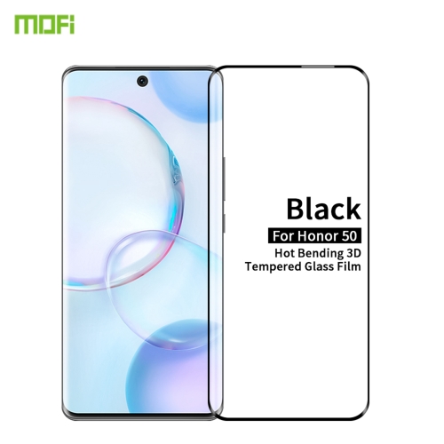 

For Honor 50 MOFI 9H 3D Explosion Proof Thermal Bending Full Screen Covered With Tempered Glass Film(Black)