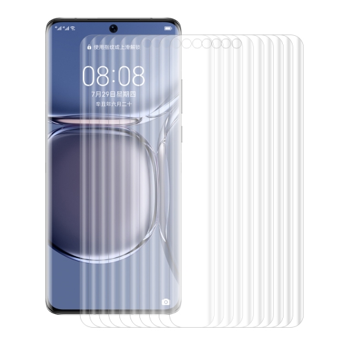 

For Huawei P50 Pro 10 PCS ENKAY Hat-Prince 3D Curved Full Coverage PET Hot Bending HD Screen Protector Soft Film Support Fingerprint Unlock