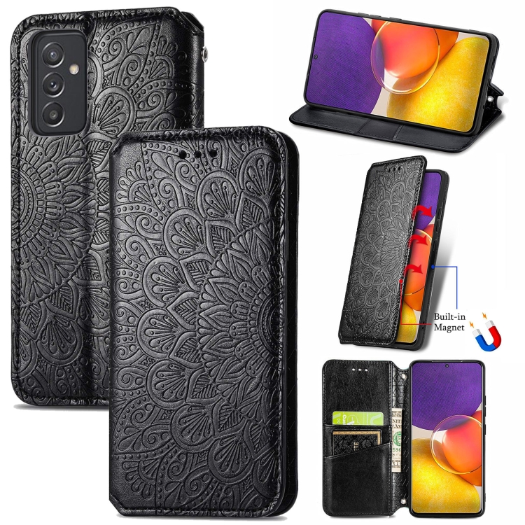 

For Galaxy A82 5G/Quantum 2 Blooming Mandala Embossed Pattern Magnetic Horizontal Flip Leather Case with Holder & Card Slots & Wallet(Black)