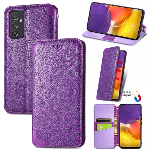 

For Galaxy A82 5G/Quantum 2 Blooming Mandala Embossed Pattern Magnetic Horizontal Flip Leather Case with Holder & Card Slots & Wallet(Purple)