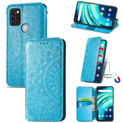 

For UMIDIGI A9 Pro Blooming Mandala Embossed Pattern Magnetic Horizontal Flip Leather Case with Holder & Card Slots & Wallet(Blue)