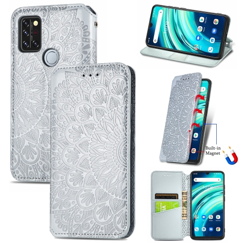 

For UMIDIGI A9 Pro Blooming Mandala Embossed Pattern Magnetic Horizontal Flip Leather Case with Holder & Card Slots & Wallet(Gray)