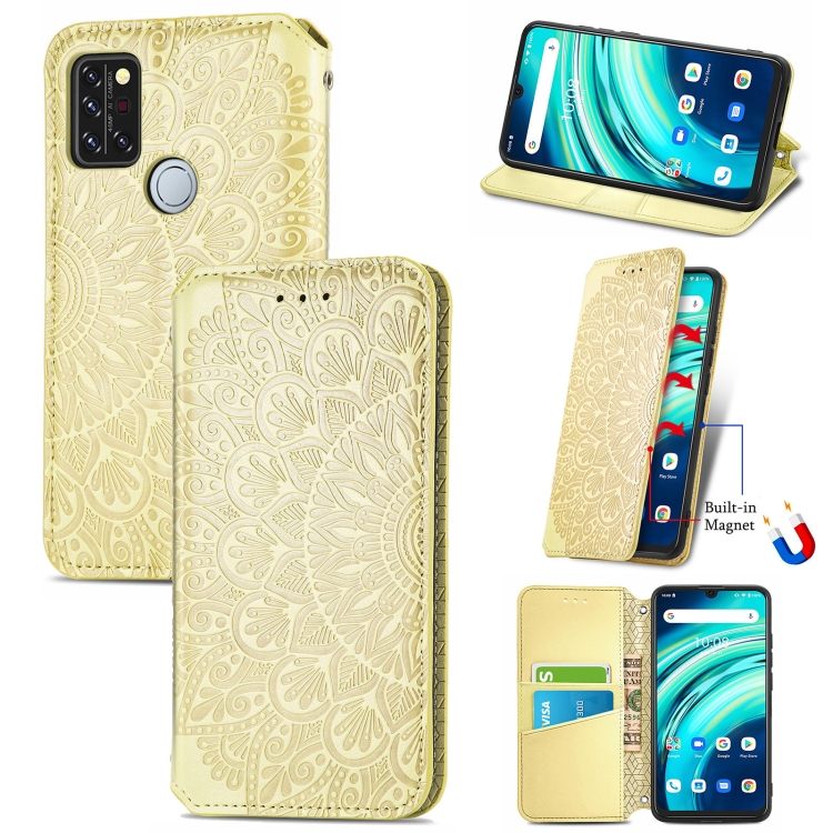 

For UMIDIGI A9 Pro Blooming Mandala Embossed Pattern Magnetic Horizontal Flip Leather Case with Holder & Card Slots & Wallet(Yellow)