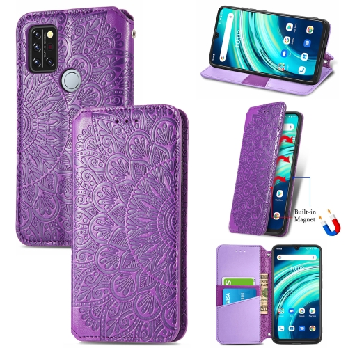 

For UMIDIGI A9 Pro Blooming Mandala Embossed Pattern Magnetic Horizontal Flip Leather Case with Holder & Card Slots & Wallet(Purple)
