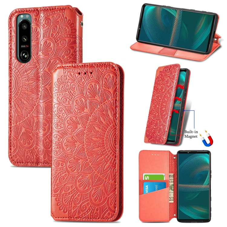 For Sony Xperia 5 III Blooming Mandala Embossed Pattern Magnetic Horizontal Flip Leather Case with Holder & Card Slots & Wallet(Red)
For Sony Xperia 5 III Blooming Mandala Embossed Pattern Magnetic Horizontal Flip Leather Case with Holder & Card Slots & Wallet(Red)