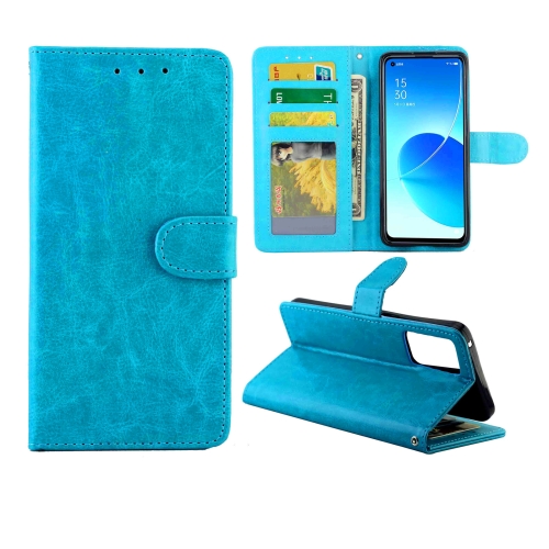 

For OPPO Reno6 5G Crazy Horse Texture Leather Horizontal Flip Protective Case with Holder & Card Slots & Wallet & Photo Frame(Baby Blue)