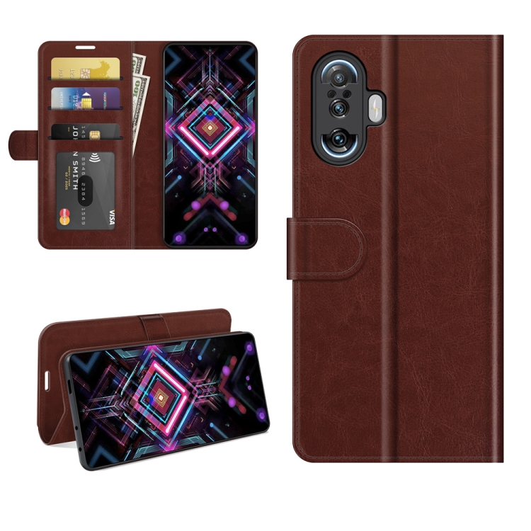 

For Xiaomi Poco F3 GT R64 Texture Single Horizontal Flip Protective Case with Holder & Card Slots & Wallet& Photo Frame(Brown)