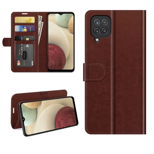 

For Samsung Galaxy F12 / M12 R64 Texture Single Horizontal Flip Protective Case with Holder & Card Slots & Wallet& Photo Frame(Brown)