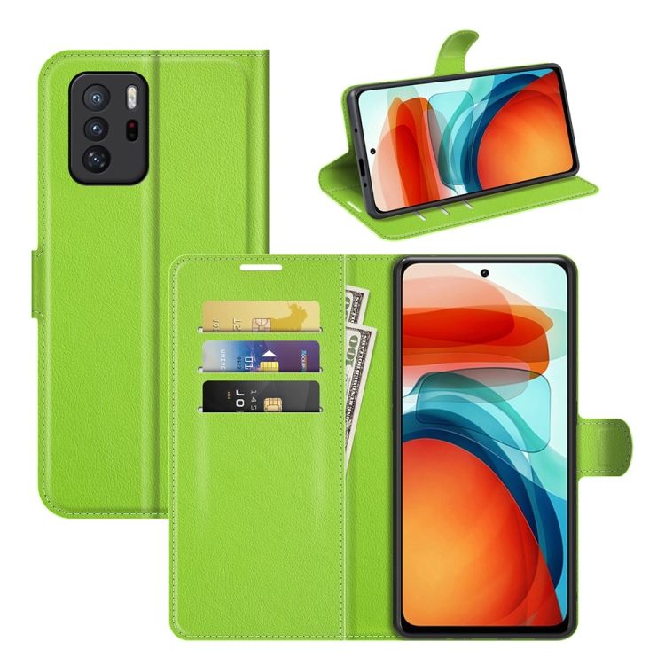 

For Xiaomi Redmi Note 10 Pro 5G China / Poco X3 GT Litchi Texture Horizontal Flip Protective Case with Holder & Card Slots & Wallet(Green)