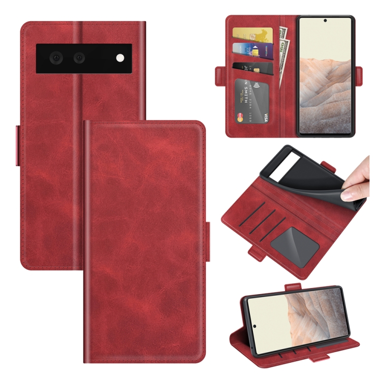

For Google Pixel 6 Dual-side Magnetic Buckle Horizontal Flip Leather Case with Holder & Card Slots & Wallet(Red)