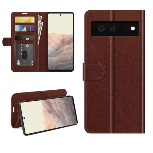 

For Google Pixel 6 R64 Texture Single Horizontal Flip Protective Case with Holder & Card Slots & Wallet& Photo Frame(Brown)