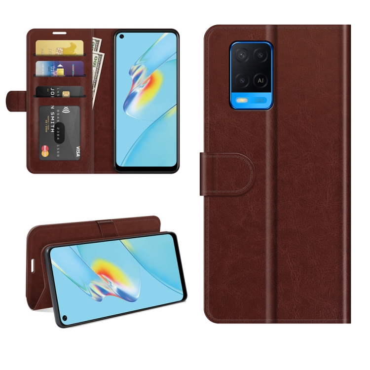 

For OPPO A54 4G R64 Texture Single Horizontal Flip Protective Case with Holder & Card Slots & Wallet& Photo Frame(Brown)