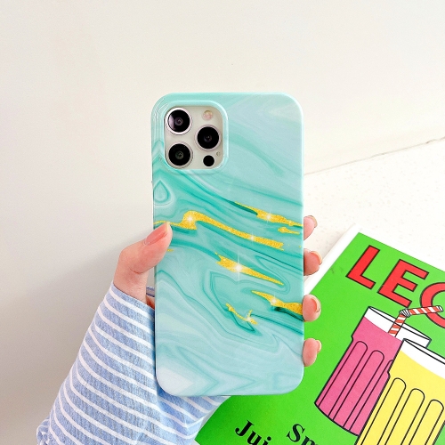

For iPhone 12 mini Thickened TPU Glazed Marble Mobile Phone Case(Green)