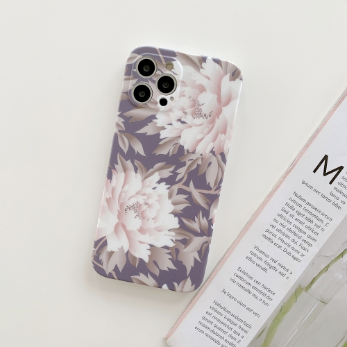 

For iPhone 12 Frosted Flowers Pattern IMD TPU Case(Gray)