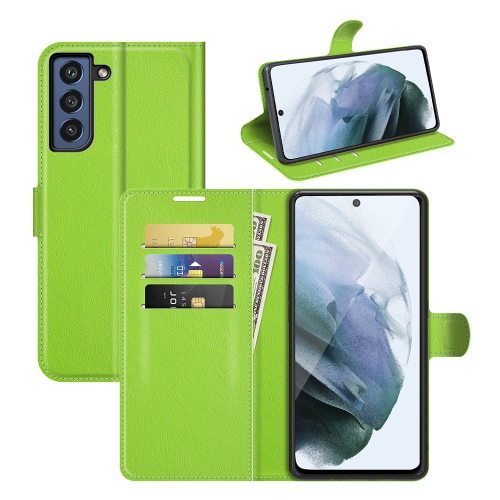 

For Galaxy S21 FE Litchi Texture Horizontal Flip Protective Case with Holder & Card Slots & Wallet(Green)
