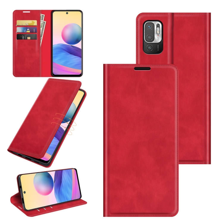 

For Xiaomi Note 10 5G / Poco M3 Pro 5G Retro-skin Business Magnetic Suction Leather Case with Holder & Card Slots & Wallet(Red)