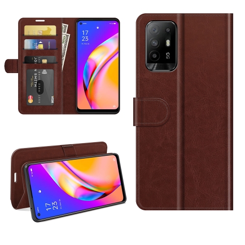 

For OPPO A94 5G / F19 Pro+ 5G / Reno5 Z R64 Texture Single Horizontal Flip Protective Case with Holder & Card Slots & Wallet& Photo Frame(Brown)