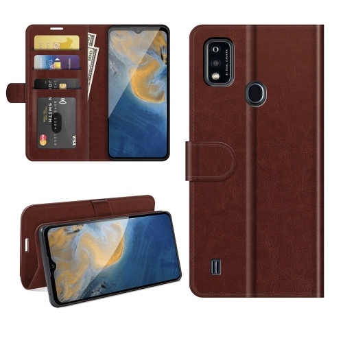 

For ZTE Blade A51 R64 Texture Single Horizontal Flip Protective Case with Holder & Card Slots & Wallet& Photo Frame(Brown)