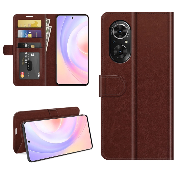 

For Honor 50 SE R64 Texture Single Horizontal Flip Protective Case with Holder & Card Slots & Wallet & Photo Frame(Brown)
