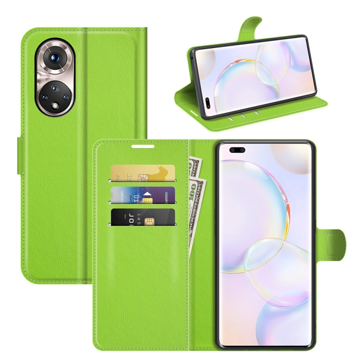 

For Honor 50 Pro Litchi Texture Horizontal Flip Protective Case with Holder & Card Slots & Wallet(Green)