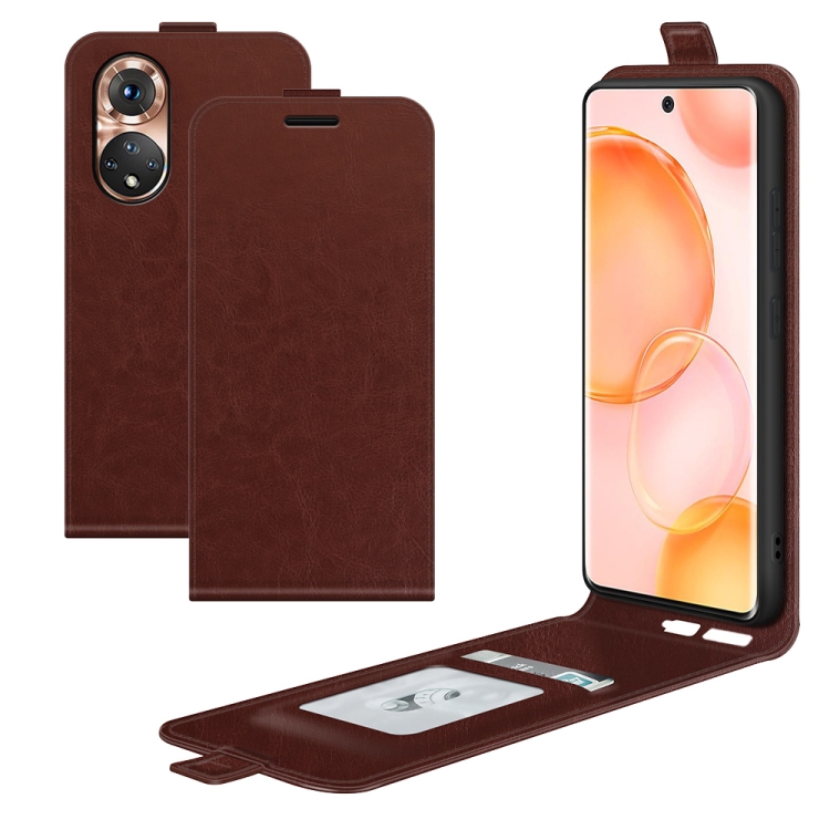 

For Honor 50 R64 Texture Single Vertical Flip Leather Protective Case with Card Slots & Photo Frame(Brown)