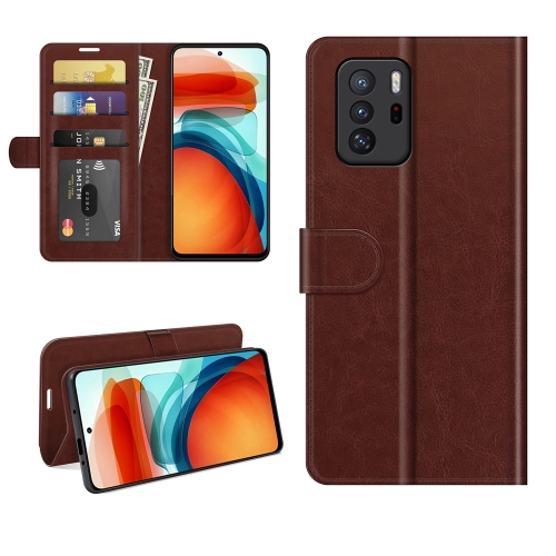 

For Xiaomi Redmi Note 10 Pro 5G China / Poco X3 GT R64 Texture Single Horizontal Flip Protective Case with Holder & Card Slots & Wallet& Photo Frame(Brown)