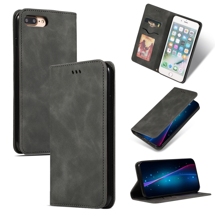 

Retro Skin Feel Business Magnetic Horizontal Flip Leather Case for iPhone 8 Plus / 7 Plus(Dark Gray)