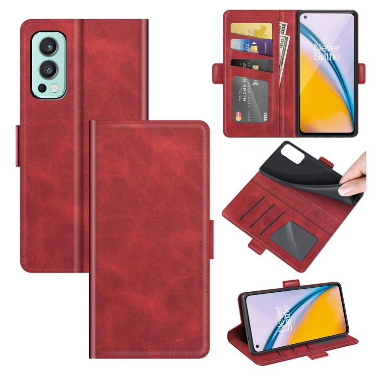 

For OnePlus Nord 2 5G Dual-side Magnetic Buckle Horizontal Flip Leather Case with Holder & Card Slots & Wallet(Red)
