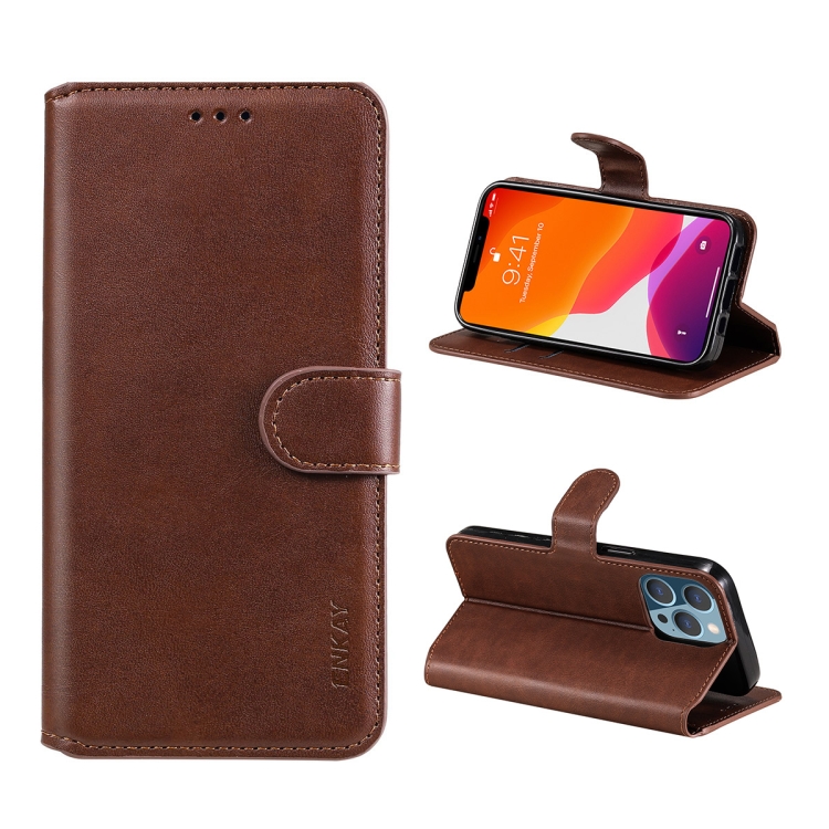 

For iPhone 13 / 13 Pro ENKAY Hat-Prince Horizontal Flip PU Leather Case with Holder & Card Slots & Wallet(Brown)