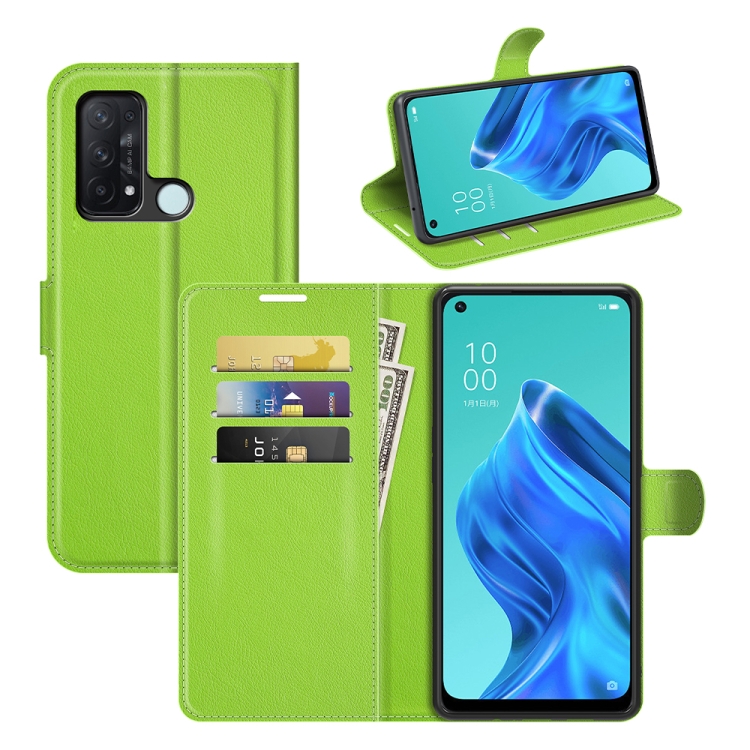 

For OPPO Reno5 A Litchi Texture Horizontal Flip Protective Case with Holder & Card Slots & Wallet(Green)