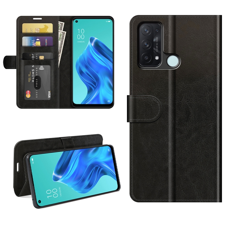 

For OPPO Reno5 A R64 Texture Single Horizontal Flip Protective Case with Holder & Card Slots & Wallet& Photo Frame(Black)