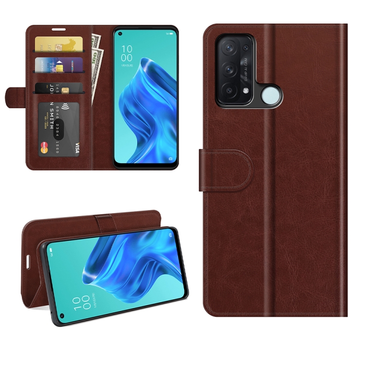 

For OPPO Reno5 A R64 Texture Single Horizontal Flip Protective Case with Holder & Card Slots & Wallet& Photo Frame(Brown)