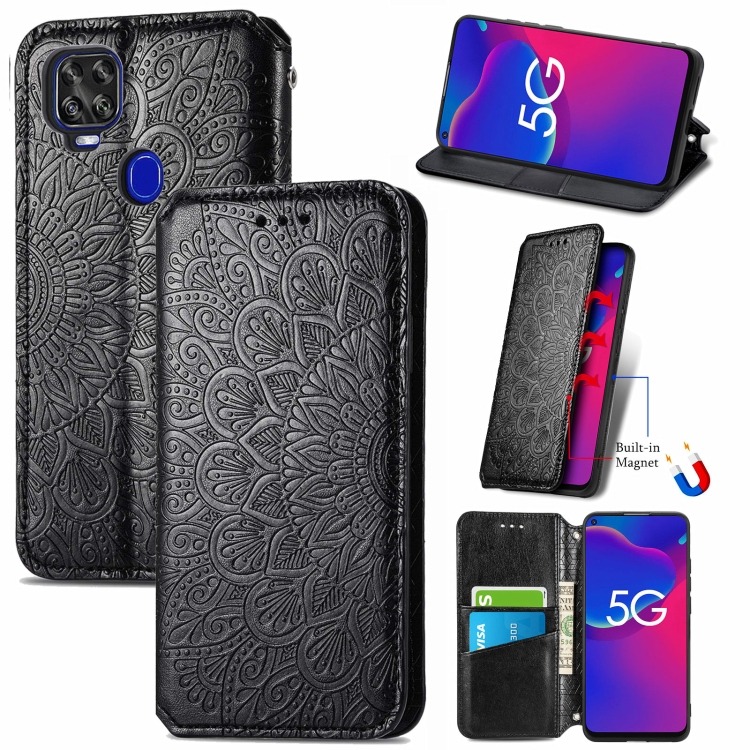 

For ZTE Axon 11 SE 5G Blooming Mandala Embossed Pattern Magnetic Horizontal Flip Leather Case with Holder & Card Slots & Wallet(Black)