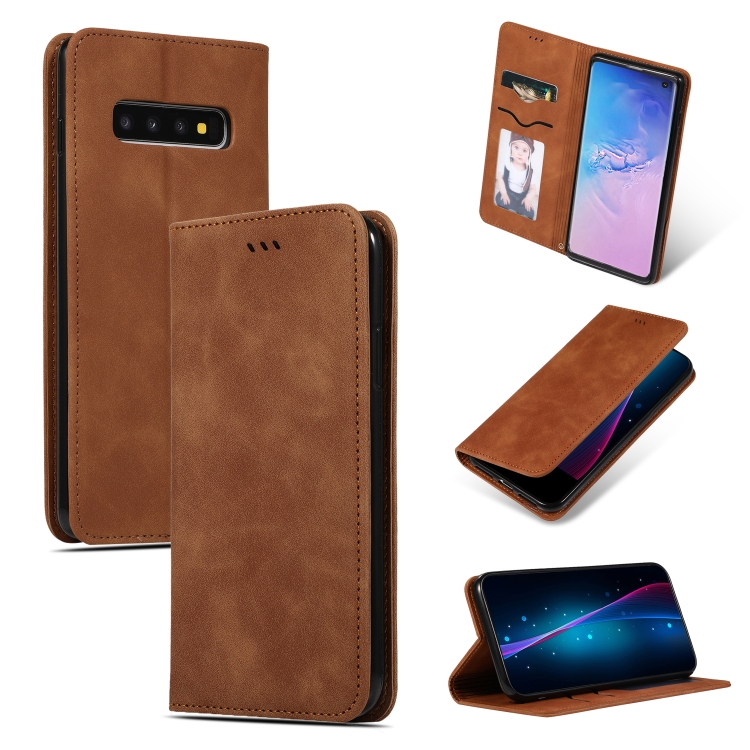 

Retro Skin Feel Business Magnetic Horizontal Flip Leather Case for Samsung Galaxy S10三星(Brown)