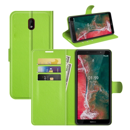 

For Nokia C1 Plus Litchi Texture Horizontal Flip Protective Case with Holder & Card Slots & Wallet(Green)