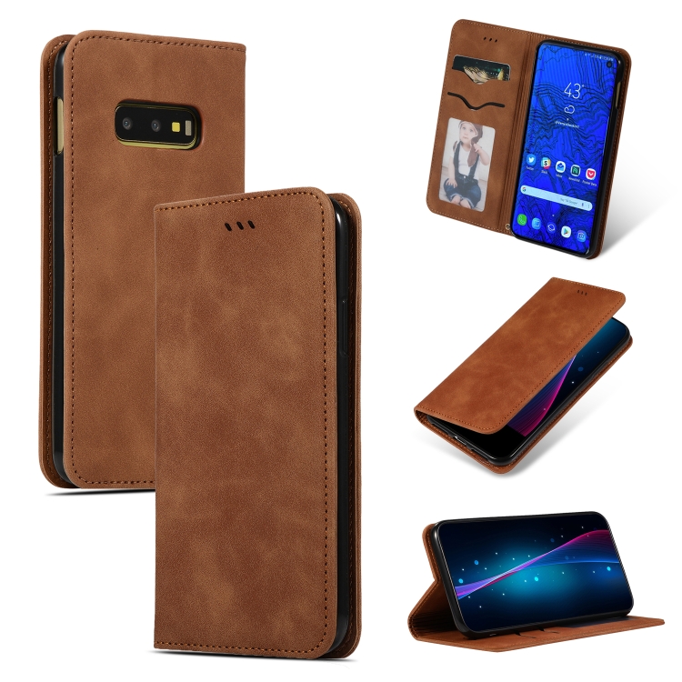 

Retro Skin Feel Business Magnetic Horizontal Flip Leather Case for Samsung Galaxy S10 E(Brown)