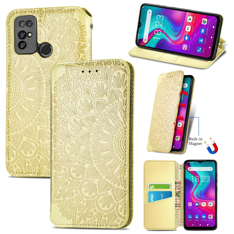 

For Doogee X96 Pro Blooming Mandala Embossed Pattern Magnetic Horizontal Flip Leather Case with Holder & Card Slots & Wallet(Yellow)