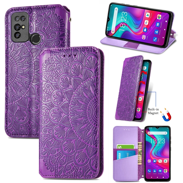 

For Doogee X96 Pro Blooming Mandala Embossed Pattern Magnetic Horizontal Flip Leather Case with Holder & Card Slots & Wallet(Purple)
