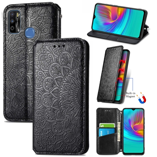 

For Infinix X680 / Smart 4 Blooming Mandala Embossed Pattern Magnetic Horizontal Flip Leather Case with Holder & Card Slots & Wallet(Black)