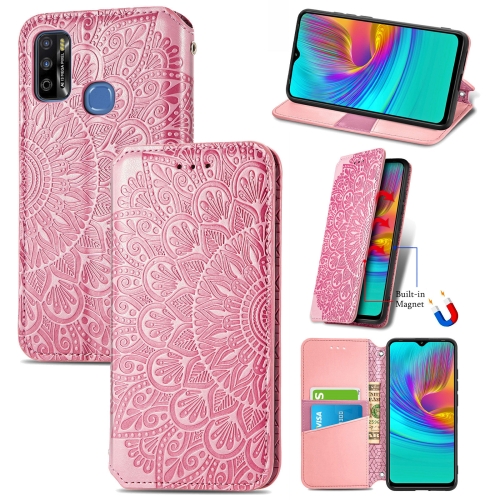 

For Infinix X680 / Smart 4 Blooming Mandala Embossed Pattern Magnetic Horizontal Flip Leather Case with Holder & Card Slots & Wallet(Pink)